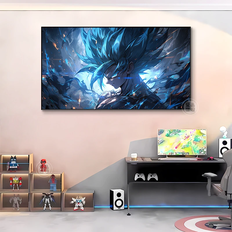 【直播福利】七龙珠超级赛亚人悟空挂画卡通二次元网咖电竞装饰画