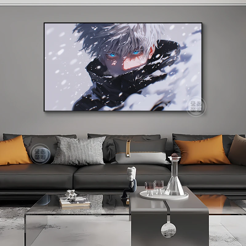 咒术回战五条悟横版挂画卡通动漫简约网咖电竞房间卧室客厅装饰画