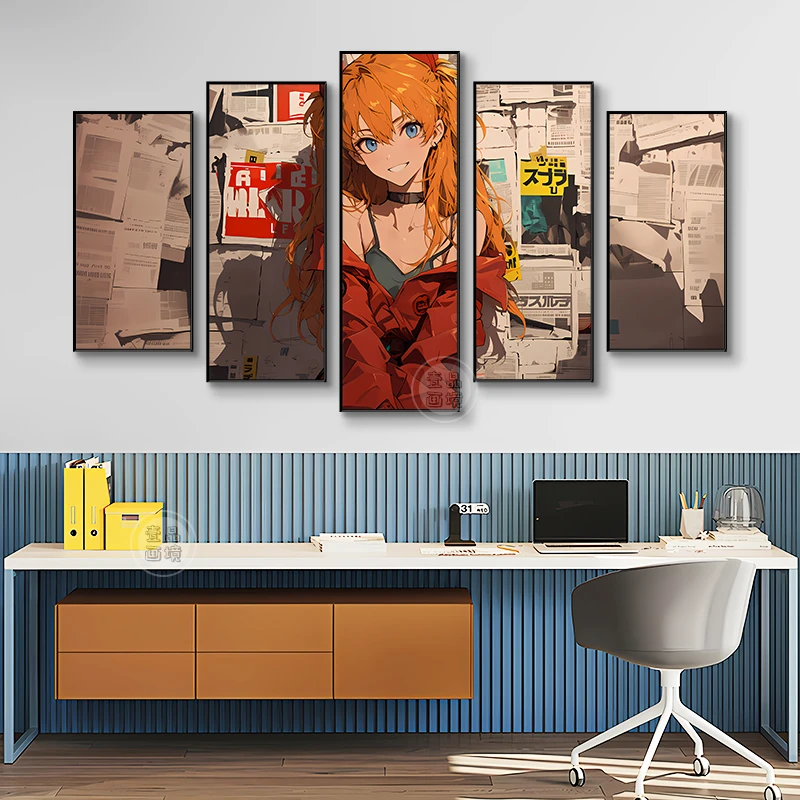 EVA 新世纪福音战士海报明日香五联动漫挂画网咖电竞房卧室装饰画