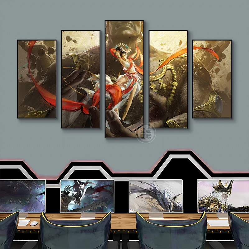 永劫无间人物挂画游戏周边崔三娘胡桃宁红夜网咖电竞房卧室装饰画