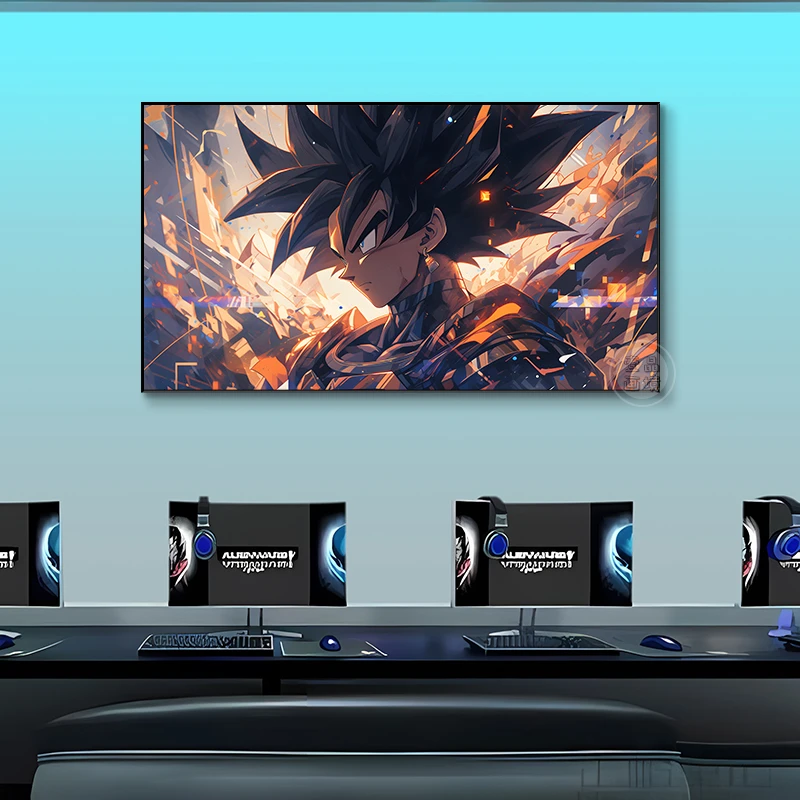 【直播福利】动漫七龙珠孙悟空横版挂画超级赛亚人网咖电竞房装饰画