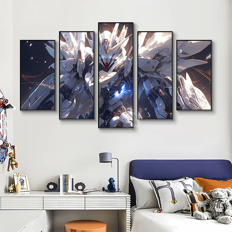 高达机甲横版挂画卡通动漫简约主题网咖电竞房间卧室客厅装饰画