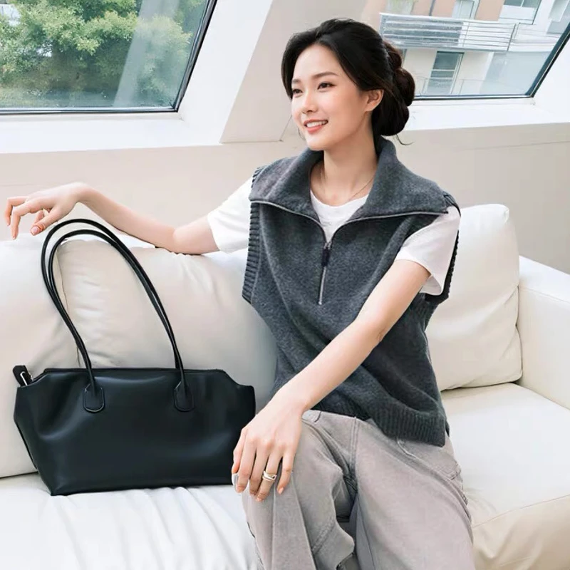 实穿主义百搭叠穿羊毛衣拉链宽松针织衫马甲背心2024冬季新款女装