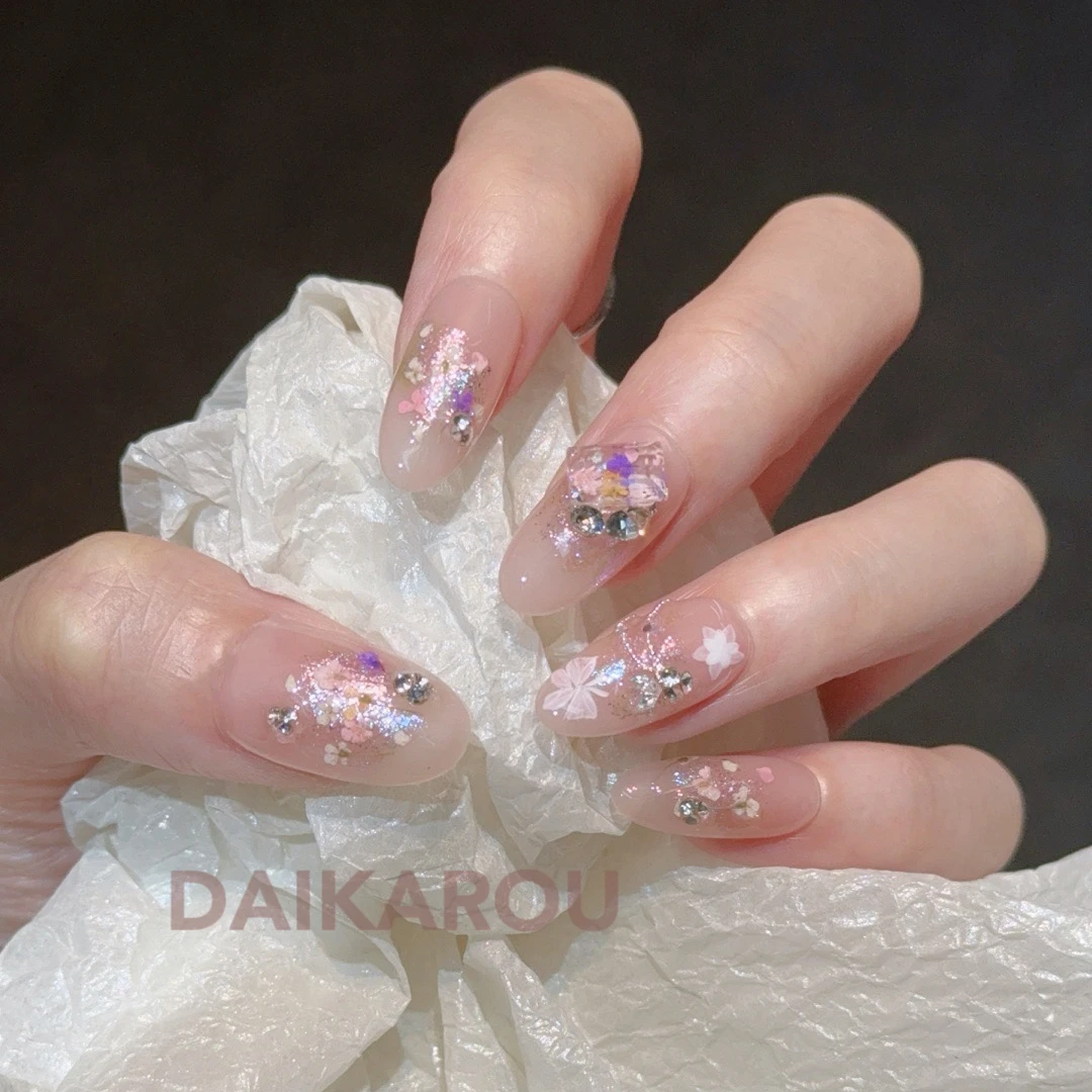 花落蝶翅 黛卡柔 预售 新甲型 此度 短椭圆 中椭圆手工穿戴甲10片