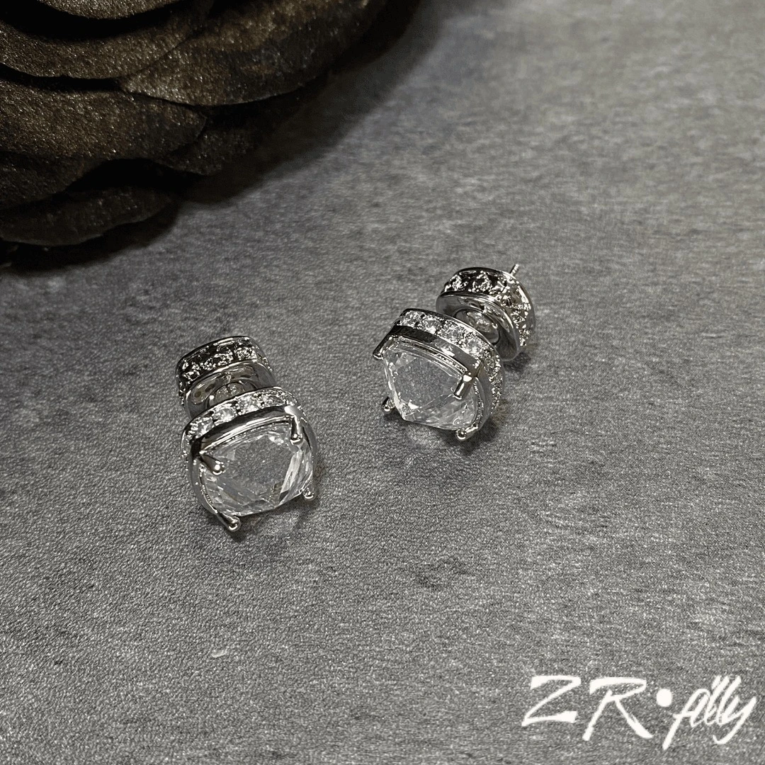 非金属合成锆石耳饰 时尚精致轻奢百搭耳钉1279