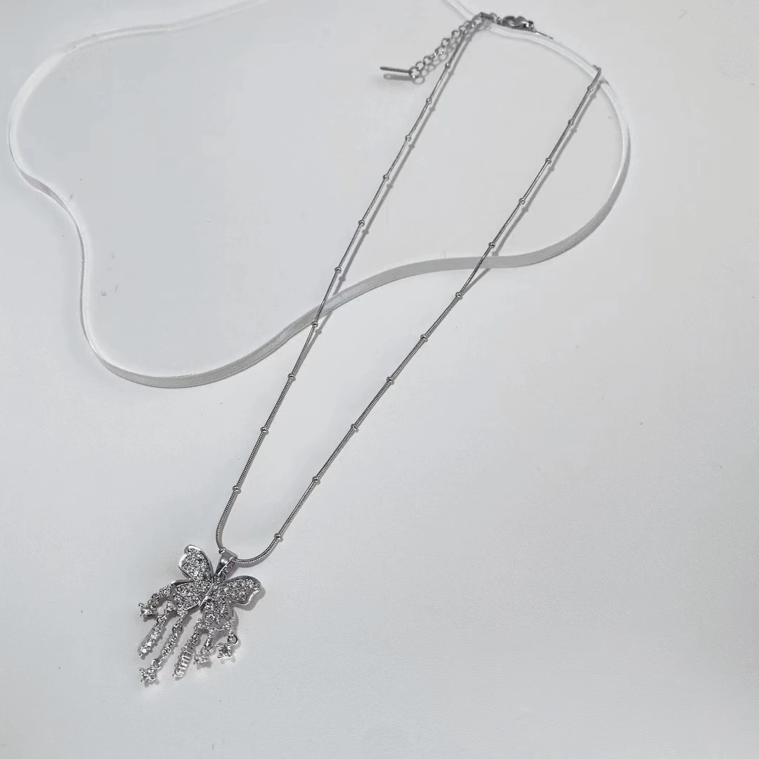 钛钢合成锆石项链 轻奢时尚精致百搭项链1667