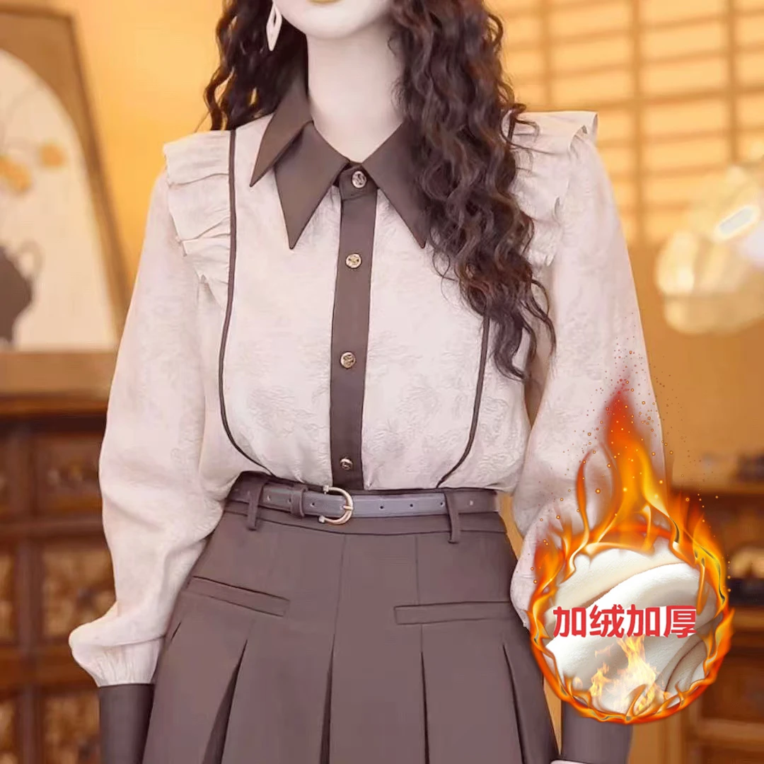 【薄款/加绒款】衬衫2024新款早秋女装衬衣气质上衣