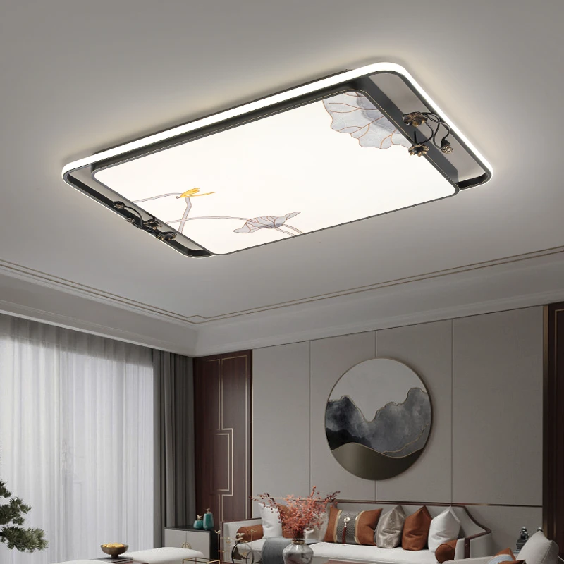 新中式吸顶灯黄铜珐琅彩自建房别墅高端大气国潮卧室书房茶室灯具