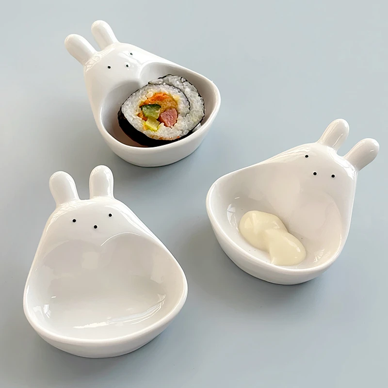 创意卡通小白兔蘸料碟ins家用调味碟醋碟番茄酱小吃碟油醋汁碟子