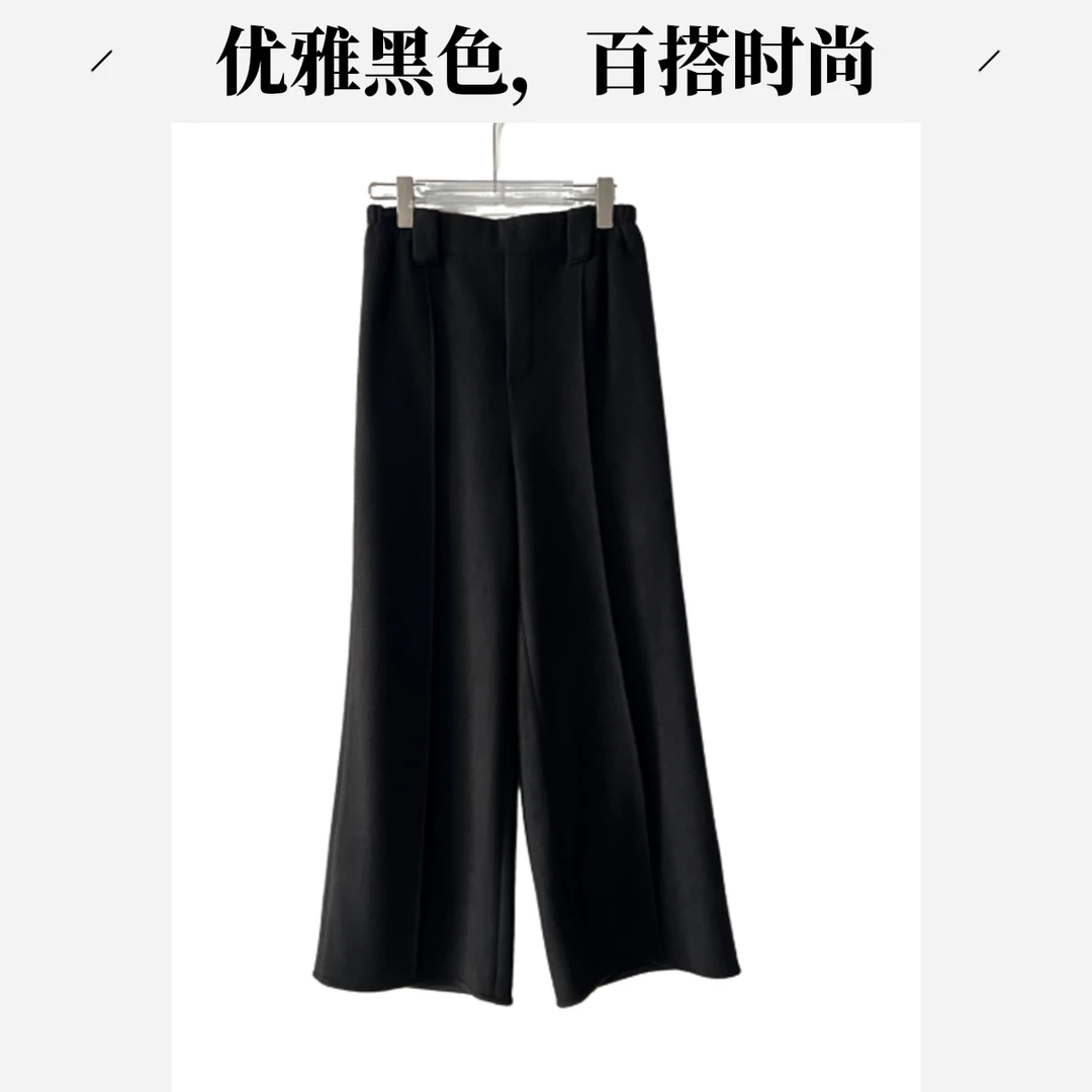 PK241112秋冬新款气质舒适时尚裤子松紧腰加厚毛呢裤子