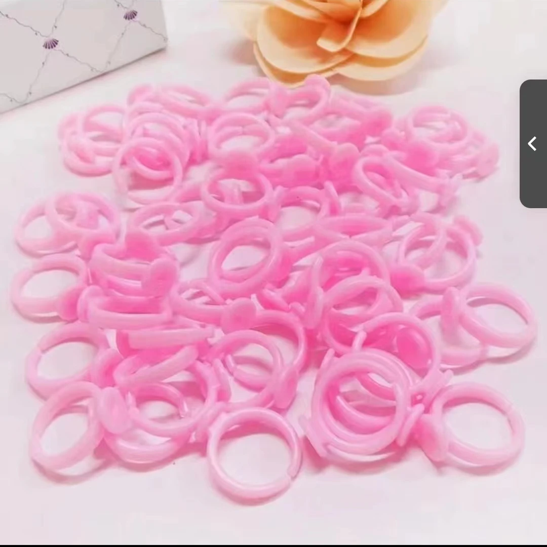 晓涛精选 儿童塑料戒指圈粉色手工DIY制作材料