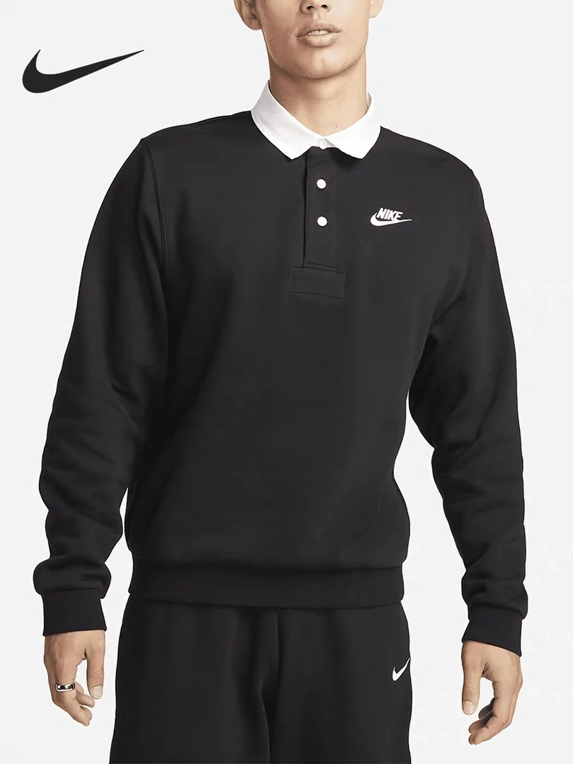 Nike耐克长袖POLO衫男子长袖运动休闲加绒翻领保暖上衣DX0538-010