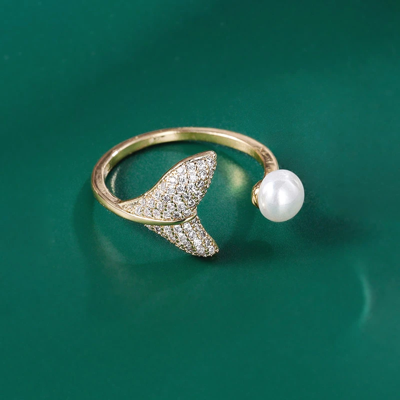 铜合金合成锆石戒指 时尚轻奢气质俏皮鱼尾戒指女指环 JT-473