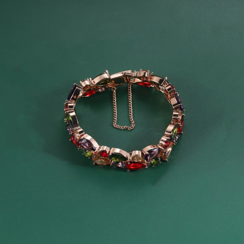铜合金莫桑石手链 七彩时尚百搭手链6186
