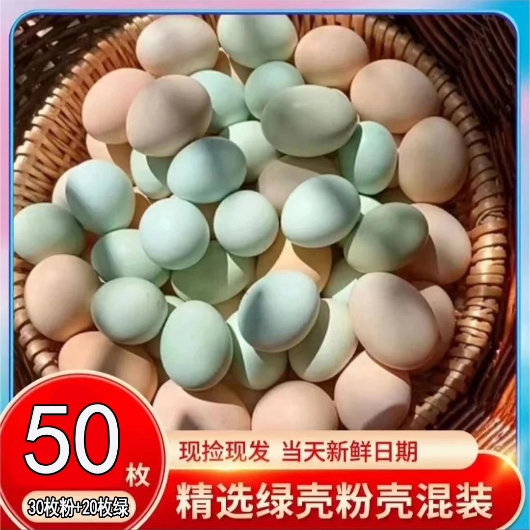 【山鸡哥】新鲜现捡土鸡蛋 草鸡蛋 30粉+20绿  共50枚  破损包赔