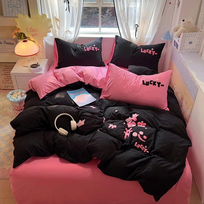 夏季凉感透气毛巾刺绣印花云朵棉四件套学生宿舍三件套床上用品