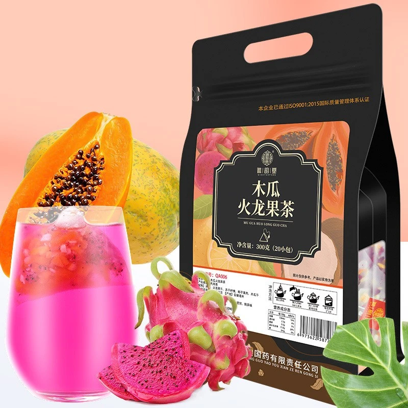 木瓜火龙果茶300克/袋20小包量版装冻干柠檬椰子果肉水果茶包女神