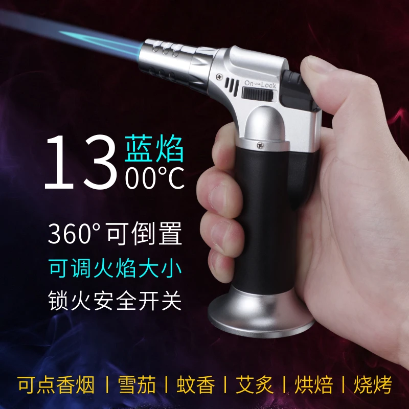 可倒置直冲喷火枪防风充气打火机雪茄点烟器艾灸点香烧烤专用火枪