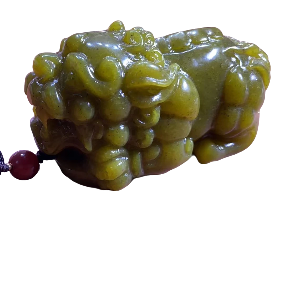 岫玉黄金玉貔貅手把