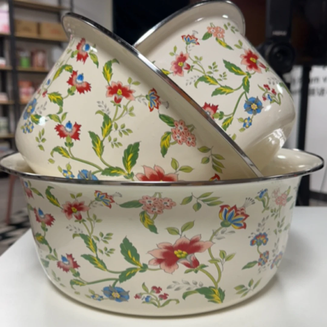 妈妈的味道专属特厚三件套搪瓷盆 搪瓷脸盆 搪瓷和面盆 搪瓷汤盆