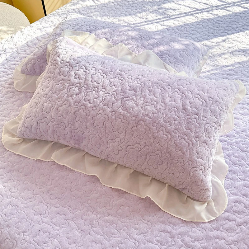 加厚牛奶绒保暖大号双面绒枕套一对两只加绒套纯色成人家用单人