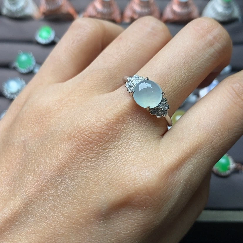 【闪购商品】翡翠戒指银S925镶嵌缅甸