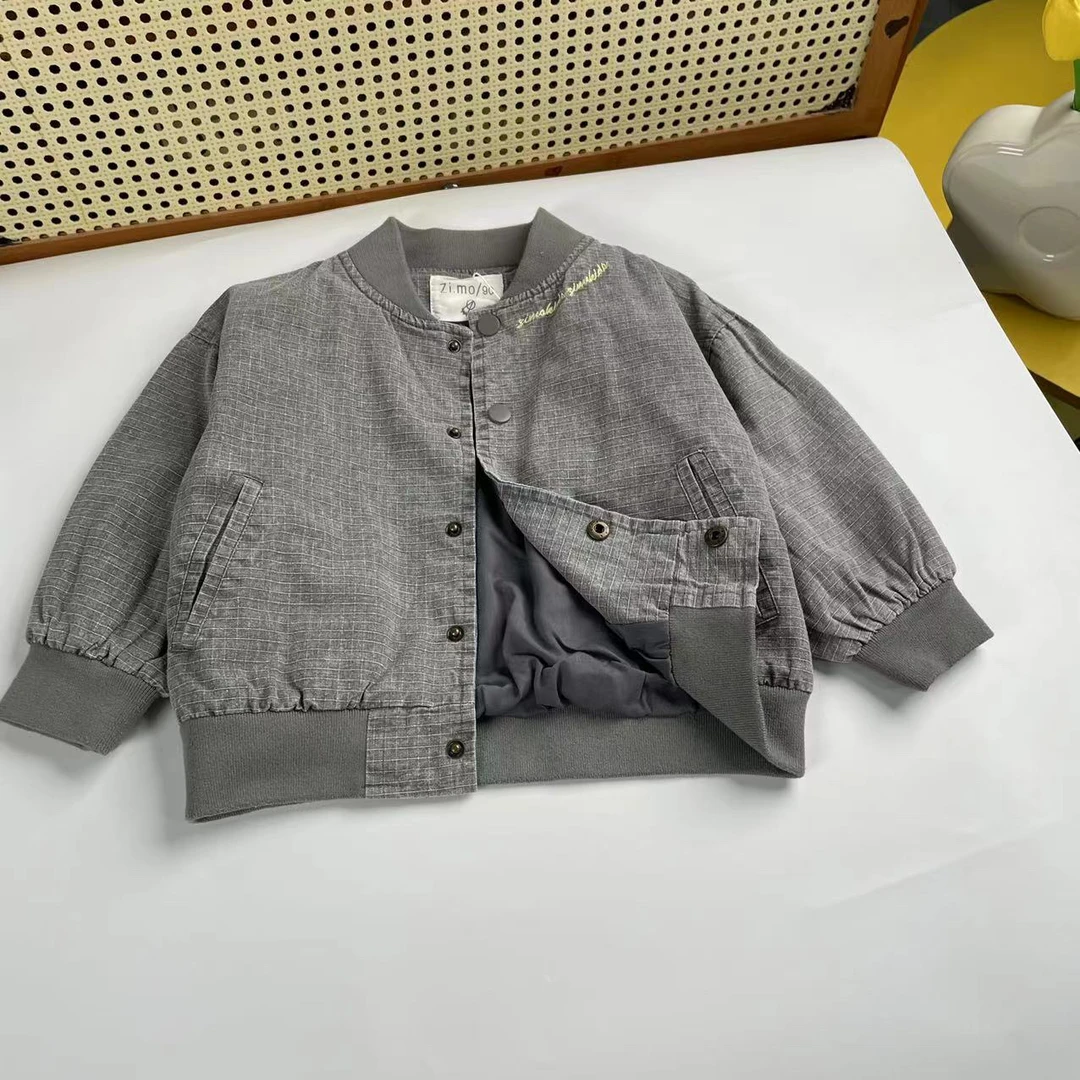 〖444〗中小童小格子棒球服