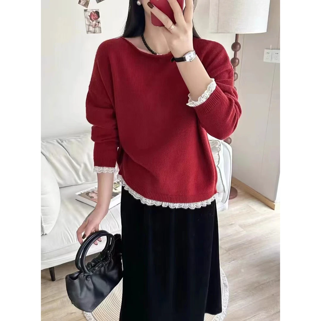 精致针织花边上衣ZBS32152衣长57