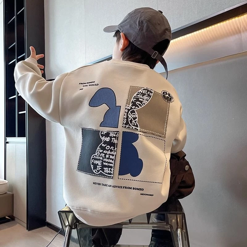 童森童马男童卫衣春秋款新款儿童秋装打底衫中大童秋季上潮流宽松