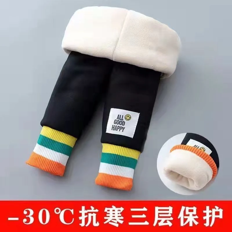 女童加绒加厚三层夹棉裤子外穿儿童宝宝冬季保暖裤秋冬款打底棉裤