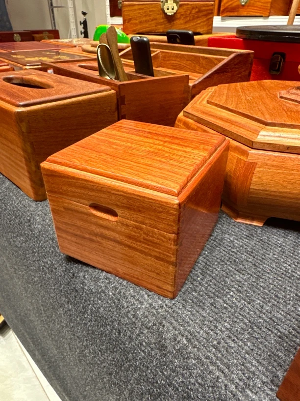 缅花首饰盒燕尾榫设计双层珠宝化妆盒