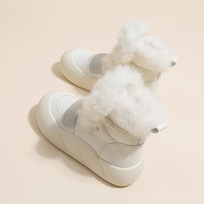 厚底雪地靴女2023年秋冬季新款网红加绒保暖增高马丁短靴防水棉鞋