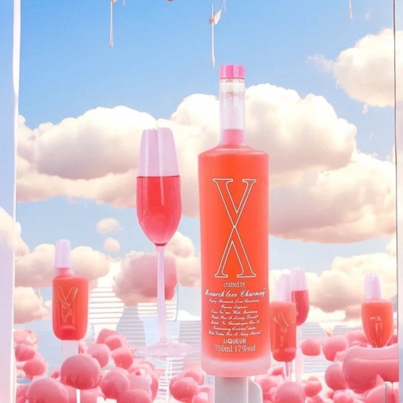 热卖KTV粉色桃味利口酒微醺果味甜酒鸡尾酒起泡酒洋酒吧低度女士