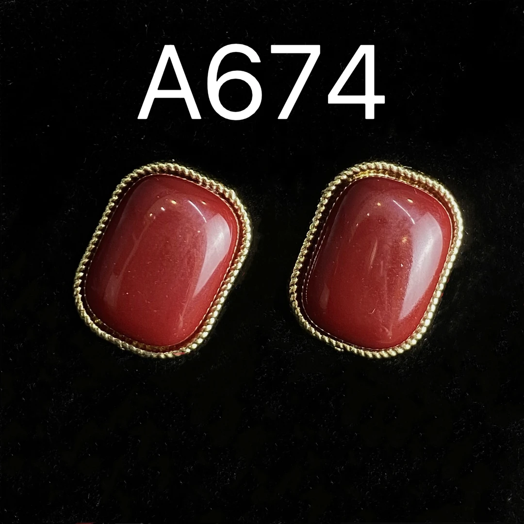 A674耳环经典红色复古中式