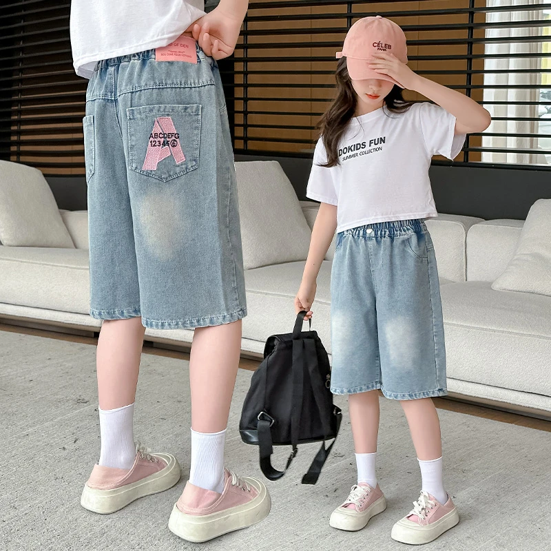 女童短裤夏季薄款中大儿童宽松休闲中裤小女孩外穿洋气阔腿短裤薄