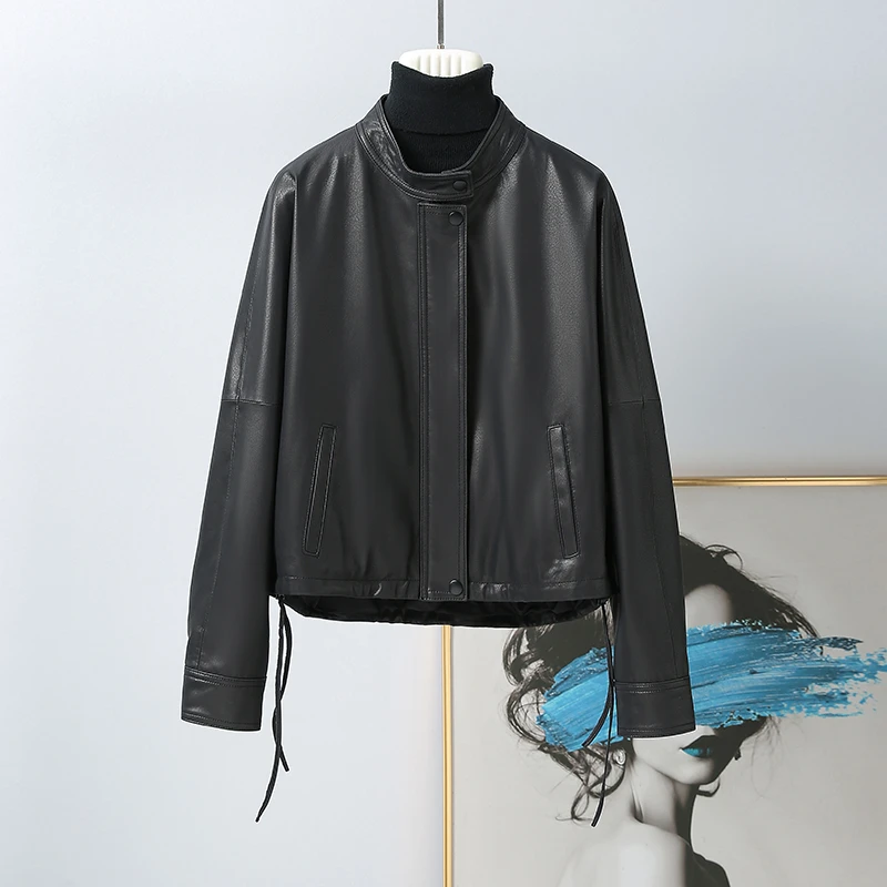 2024新款上衣女外套秋季女外套休闲时尚宽松短款翻领黑色*短