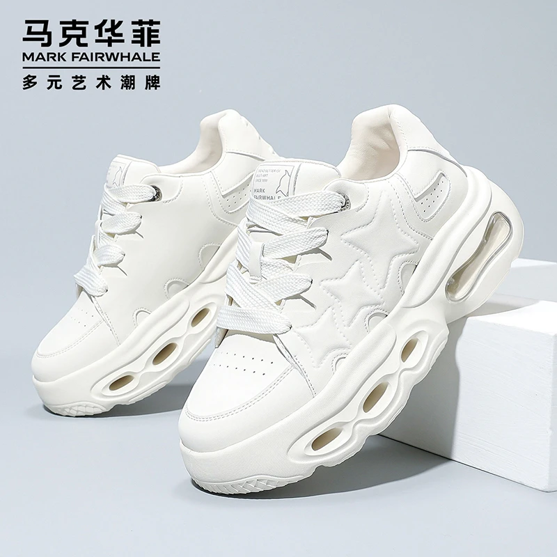 马克华菲正品高档品质男鞋新款厚底小白鞋运动休闲板鞋男士老爹鞋