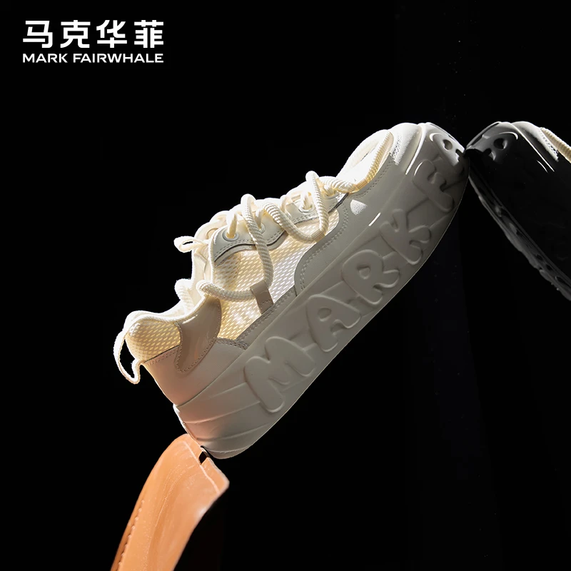 马克华菲男鞋情侣款厚底小白鞋男秋季网面运动鞋休闲百搭薄款潮鞋