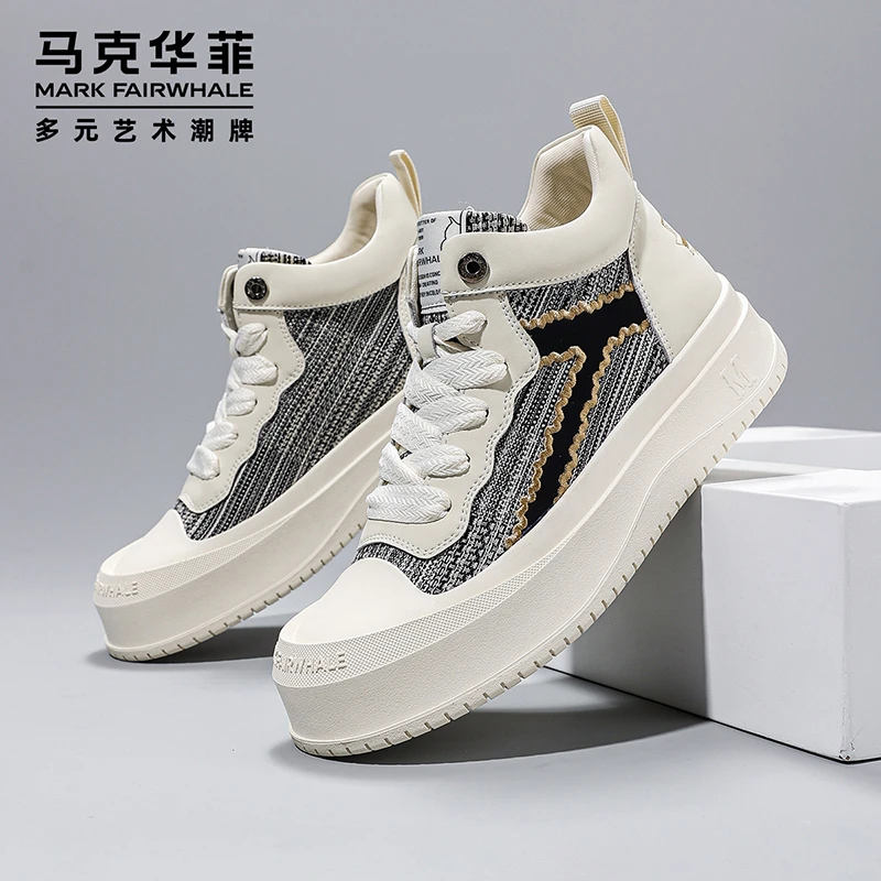 2025新款男士潮鞋时尚百搭夏季厚底鞋夏季高帮网面休闲春季薄款