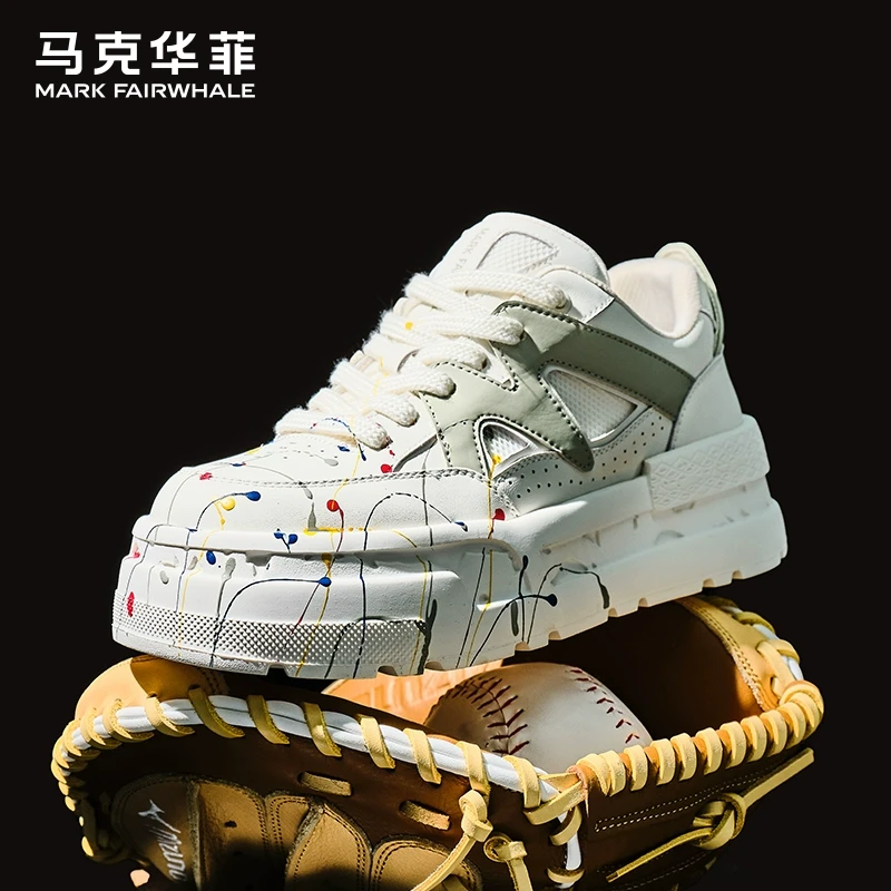 马克华菲正品高档男鞋厚底增高小白鞋男款板鞋新款鞋子男士休闲鞋