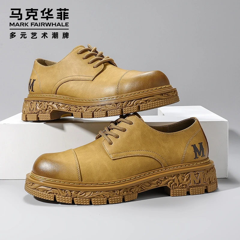 马克华菲秋男鞋2025新款潮流低帮工装鞋子男士秋季休闲百搭皮鞋