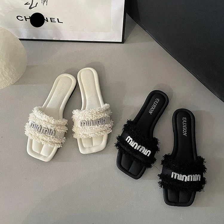 法式晚风拖鞋女夏季新款配裙子仙女风凉拖复古穆勒鞋拖鞋网红时尚