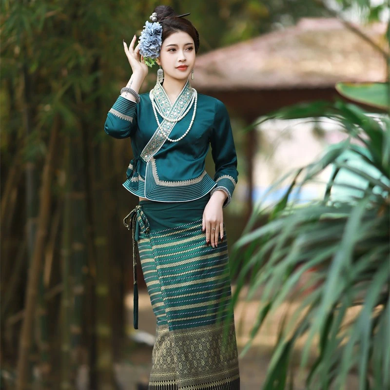 沙芭利 傣族服装 传统傣装网红款 民族风套装