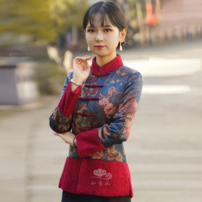 如意风唐装女中国风冬棉袄旗袍小袄夹棉加厚棉衣中式上衣22R121