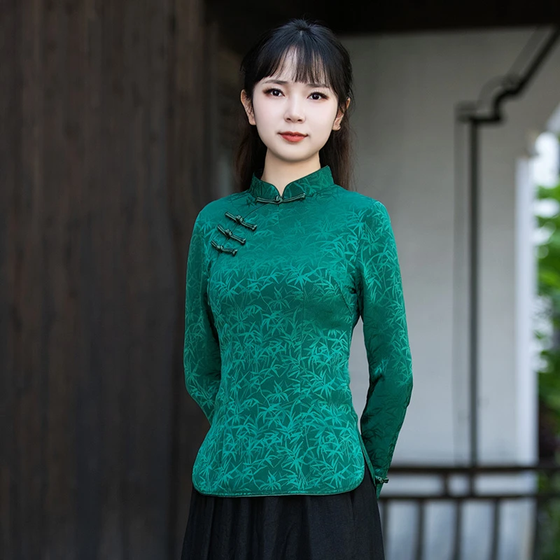 如意风唐装女中国风旗袍上衣女秋气质减龄复古盘扣中式女装22R025