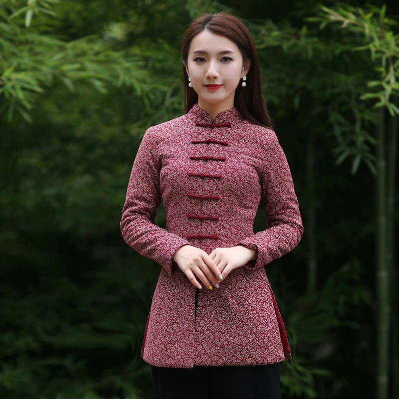 筠雅唐装女中国风改良旗袍小棉袄中式棉服上衣加厚盘扣外套冬9492