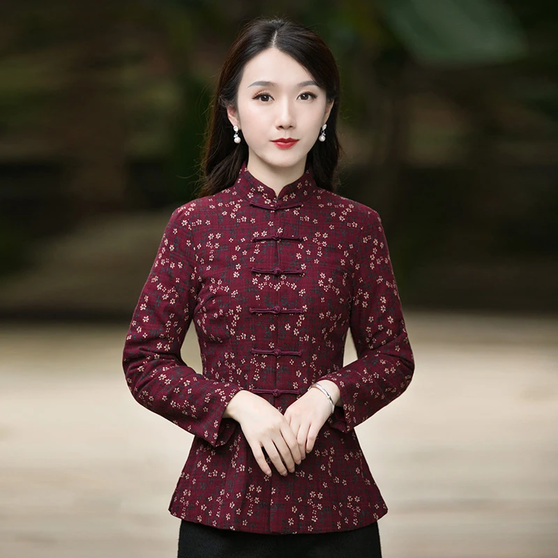 唐装棉服中国风女装改良加厚旗袍上衣中式妈妈款保暖盘扣上衣J236