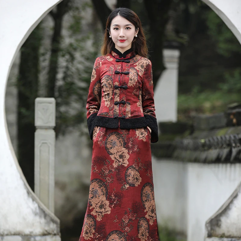 如意风小香风套装时髦洋气旗袍两件套复古时尚高档大牌女装R603