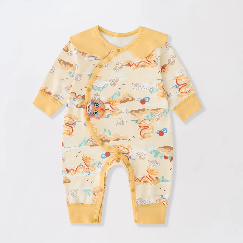 【纯棉薄棉】秋冬婴幼儿贴身连体衣夹棉衣新生儿宝宝满月哈衣百天服