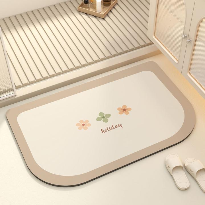 软硅藻泥卫生间地垫浴室门口防滑吸水垫厕所洗手间脚垫半圆形地毯